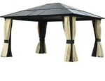 Outsunny Luxus Pavillon Gartenpavillon Alu mit PC Dach, 430x360x280 cm Aosom