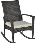 Outsunny Schaukelstuhl Schwingsessel Gartenstuhl mit Kissen, Polyrattan+Metall,