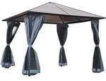 Outsunny Pavillon 3 x 3m Gartenpavillon Partyzelt mit Seitenteilen PC Dach Alu