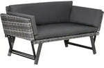 Outsunny Polyrattan Gartensofa 2-Sitzer Loungesofa Grau mit klappbaren Armlehnen