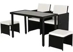 Outsunny Polyrattan Sitzgruppe Essgruppe 11 tlg. Gartenset mit Kissen Schwarz,