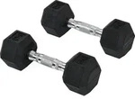 HOMCOM Hexagon Kurzhanteln 2er Set, 2x5 KG, Gusseisen mit Gummi&uuml;berzug, Schwarz 