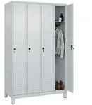 Spind Classic PLUS, F&uuml;&szlig;e, 4 Abteile, 1950x1200x500mm, 7035/7035