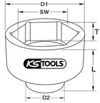 1" Sechskant-Stecknuss f&uuml;r NKW, kurz, 100mm