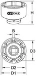 1" Nutmuttern-Schl&uuml;ssel mit 6 Zapfen f&uuml;r Mercedes, 86 mm