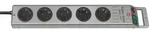 Super-Solid Steckdosenleiste 5-fach, 2,5m Kabel und Schalter, schwarz/silber
