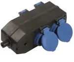 4-fach-Verteilersteckdose, schwarz m.blauen Deckel m. &Ouml;se z.Aufh&auml;ngen, max....