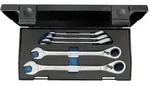 7 UR-005 Satz Maulschl&uuml;ssel mit Ringratsche, umschaltbar 5-teilig 8-19 mm