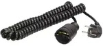 Schutzkontakt-Spiralkabel, 1m H05VV-F3G1,5 schwarz mit Winkelstecker, dehnbar bis