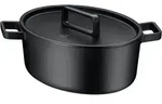 Flavour Ovaler Gusseisen-Br&auml;ter 33 x 26 cm mit Aromadeckel, Schwarz