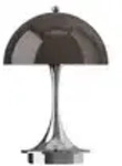 Panthella 160 tragbare Tischleuchte Chrom Opal Braun