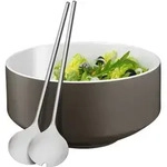 Moto Salat-Set 3-teilig in Lavagrau &ndash; Porzellansch&uuml;ssel & Cromargan&reg;-Besteck