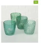 Boltze 4er-Set: Windlichter "Marilu" in Petrol - (H)7,5 x &Oslash; 7,5 cm