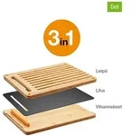 Fiskars 3tlg. Brotschneidebrett-Set "Functional Form" in Hellbraun