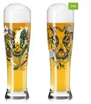 RITZENHOFF 2er-Set: Weizenbiergl&auml;ser "Brauchzeit" in Blau - 646 ml