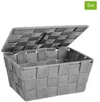 Wenko 2er-Set: Aufbewahrungsboxen ''Adria'' in Grau - (B)19 x (H)10 x (T)14 cm