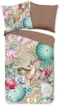 Hip Flanell-Bettw&auml;sche-Set "Hebe" in Hellbraun - 155x220 cm