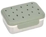 L&auml;ssig Edelstahl-Lunchbox "Happy Prints" in Gr&uuml;n - (L)17 x (B)13 x (H)6 cm