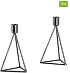 Echtwerk 2er-Set: Kerzenhalter "Diamant" in Schwarz - (B)9,5 x (H)16,5 cm