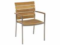 Stern Savona Stapelsessel Edelstahl/Teak Braun|Hellgrau 417427