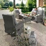 LC Garden Bailado Dininglounge verstellbar Tisch 110x65cm Geflecht/Polyester...