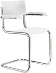THONET S 43 F | Buche wei&szlig; lasiert | Stahlrohr-Freischwinger mit Armlehnen |...