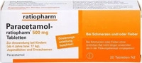 PZN-DE 01126111, PARACETAMOL-ratiopharm 500 mg Tabletten 20 St, Grundpreis: &euro;