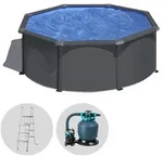 Gre Anthracite Rund &Oslash;300 x 120 cm Aufstellpool aus Stahl