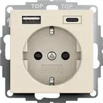 Gira Steckdose System 55 245901, Unterputz, 1-fach, cremewei&szlig; gl&auml;nzend, mit USB-A