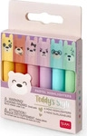 Legami Textmarker Teddys Style, 6 St&uuml;ck, Strichbreite 1 - 3mm, pastell, farbig