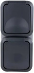 REV-Ritter Steckdose AquaStorm, IP55, Aufputz, 2-fach, grau, Feuchtraum, senkrecht