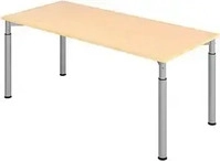 Hammerbacher Schreibtisch Y-Serie, ahorn / silber, h&ouml;henverstellbar, 180 x 68-82 x