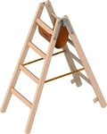 Layher Stehleiter 1038, beidseitig begehbar, aus Holz, bis 150kg, mit 2 x 4 Sprossen