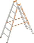 Layher Stehleiter Topic 1039, beidseitig begehbar, aus Aluminium, bis 150kg, mit 2 x