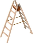 Layher Stehleiter 1038, beidseitig begehbar, aus Holz, bis 150kg, mit 2 x 6 Sprossen