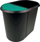 Helit Papierkorb Duo-System H61039-94 gr&uuml;n/schwarz, aus Kunststoff, 9 und 20...