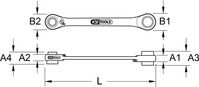 KS-Tools Ringschl&uuml;ssel 4 in 1 GEARplus, 503.4657, Doppel-Ratschenringschl&uuml;ssel, 14,