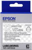 Epson Schriftband LK-4TWN , 12mm, Länge 9m, weiß auf transparent, Grundpreis: