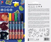 Marabu Textilmarker Plus, sortiert, Strichbreite 3mm, waschfest bis 40 Grad, 5 St&uuml;ck