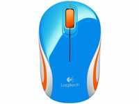 Logitech Maus M187 Wireless Mouse, 3 Tasten, 1000 dpi, blau / weiß