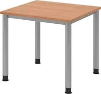 Hammerbacher Schreibtisch H-Serie, nussbaum / silber, h&ouml;henverstellbar, 80 x 68,5-81