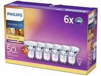 Philips LED-Lampe GU10, warmweiß, 3,8 Watt (50W), dimmbar, 6 Stück, Grundpreis: