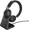 Jabra Headset Evolve2 65 MS Teams, mit Ladestation, Stereo, Mikrofon, Bluetooth,