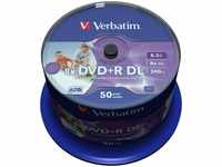 Verbatim DVD 43703, 8,5GB, Double Layer, DVD+R, 8-fach, bedruckbar, gespindelt, 50