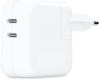 Apple USB-Ladegerät MNWP3ZM/A Power Adapter, 3A, 35W, weiß, 2x USB-C, BULK, 2...