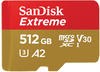 SanDisk Micro-SD-Karte Extreme, 512GB, bis 190 MB/s, A2, UHS-I U3, SDXC