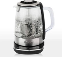 H.Koenig Teemaschine TI600, 2200 Watt, 1,5 Liter, aus Edelstahl & Glas, absenkbares