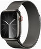 Apple Smartwatch Watch Series 9 iOS GPS Cellular, 41 mm, NFC, EKG, Edelstahl, graphit