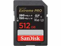 SanDisk Extreme PRO SDXC UHS-II Speicherkarte V60 512 GB (280 MB/s, 6K, 4K UHD,...