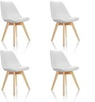 hjh OFFICE 4er Set Esszimmerst&uuml;hle Scandi Massivholz Beine Buche, Stuhl K&uuml;chenstuhl